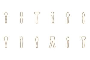 Simple farming tool outline design set vector
