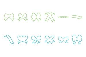 Simple ribbon ornament outline icon set vector