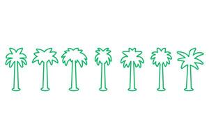 Simple coconut tree outline design set vector