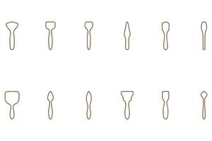 Simple farming tool outline design set vector