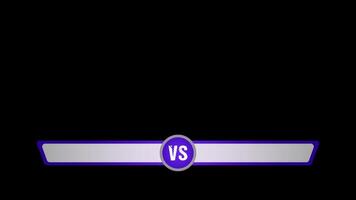 VS lower third in black background for Competition video