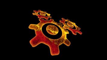 gears pushing each other rotate in space video