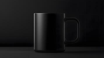 Sleek All-Black Mug on Matte Surface for Branding Mockup photo