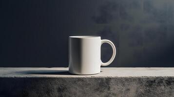 White Mug on Concrete Surface in Minimalistic Industrial Setting photo