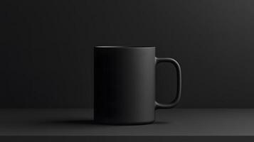 Elegant Black Mug with Matte Finish in Minimalist Mockup Design photo