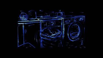 Neon frame effect, Laundry Basket For laundry activities on black background video