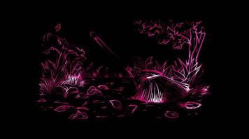 Neon frame effect, Broom For cleaning tasks on black background video