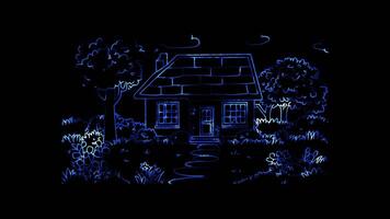 Neon frame effect, House A simple outline of a home on black background video