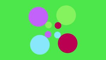 color dots moving rotating animation. colorful circles on green screen video