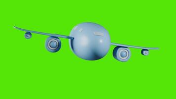 Loop animation of a cartoon plane With Green screen video