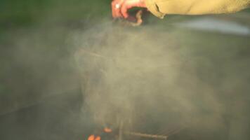 A Piece Of Meat Is Put Into A Cauldron video