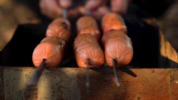 Hot Dogs On Skewers video