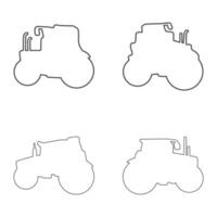 Simple tractor outline illustration design set vector