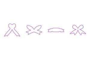 Simple ribbon ornament outline icon set vector