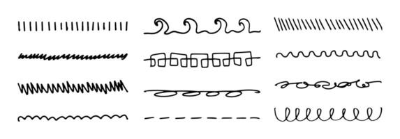 Black lines, doodles and scribbles abstract freehand drawings, design elements and decorative stickers. art. vector