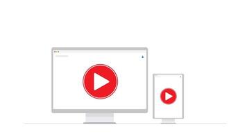 computer monitor watching videos , relaxed and calm isolated on a white background suitable for website design and mockup design vector