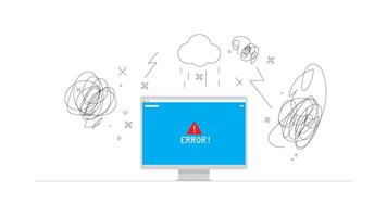 computer monitor icon show error condition make frustated and depression isolated on white background suit for website design and mockup design vector