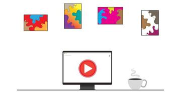 computer monitor watching videos , relaxed and calm isolated on a white background and wallart aesthetic suitable for website design and mockup design vector