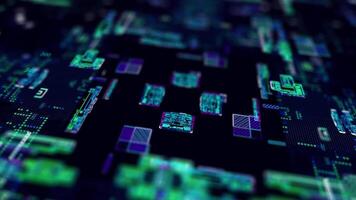 Digital Circuit board animation, animated HUD background, suitable for motion graphics about holograms, processor chips, cyberspace, cyberpunk, connections, and future technology. video