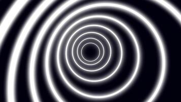 Abstract neon circle background, radio wave footage in black and white is suitable as a background for motion graphics, texture, vintage, old, technology video