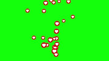 Pop up animation of red heart icon on green screen background, love animation footage suitable for social media like buttons. video