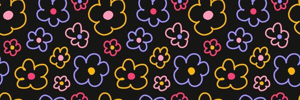 Abstract seamless pattern with vintage simple flowers. Trendy floral background for fabric, wallpaper or wrapping vector