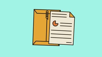 animated motion graphic document icon symbol, animated envelope and document for business. video
