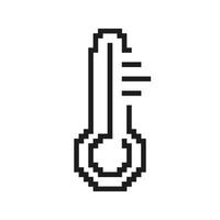 Thermometer Pixelated Icon. Pixel Art Symbol of Temperature Measurement. Sign for Heat, Cold, Climate Monitoring. Isolated Illustration vector