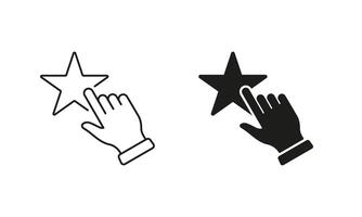Customer Feedback, Ranking Pictogram. Click To Rate, Good Quality Service Line and Silhouette Icon Set. Consumer Experience. Client Review Symbol. Editable Stroke. Isolated Illustration vector