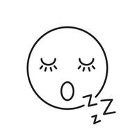Sleeping Face with Eyelashes and ZZZ Line Icon. Peaceful Rest and Sleep Outline Symbol. Editable Stroke. Isolated Illustration vector