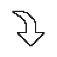 Downward Arrow Pixelated Icon. Pixel Art Symbol of a Direction, Navigation or Download Symbol. Arrow Pointing Down. Isolated Illustration vector