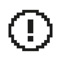 Pixel Art Exclamation Mark In Circle Icon. Pixelated Exclamation Mark Inside Circle, Symbol Of Warning Or Attention. Isolated Illustration vector