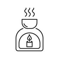 Essential Oil Burner Line Icon. Aromatherapy for Relaxation and Sleep Outline Symbol. Calming Essential Oil Diffuser. Editable Stroke. Isolated Illustration vector