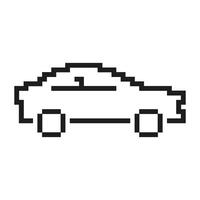 Car Pixelated Icon. Pixel Art Icon of a Vehicle for Transportation. Automobile Symbol for Driving and Travel. Isolated Illustration vector