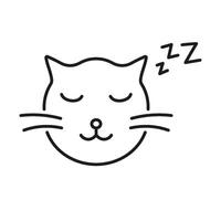 Sleeping Cat Face with ZZZ Line Icon. Peaceful Pet Rest and Relaxation Outline Symbol. Calm and Cozy Animal Nap. Editable Stroke. Isolated Illustration vector