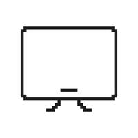 Desktop Monitor Icon In Pixel Art. Pixelated Computer Screen for Technology and Work. Isolated Illustration vector