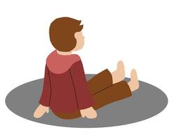 a child is sitting on a rug with a red hoodie on vector