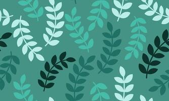 Silhouette leaves seamless pattern background on turquoise vector