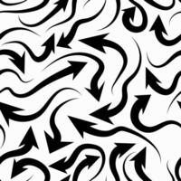 Swirling Arrows Seamless Pattern in Monochrome vector