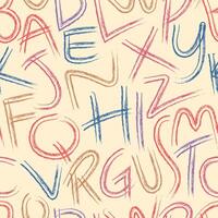 A happy, colorful doodle of the alphabet with seamless pattern vector