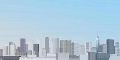 Skyscraper front view with blue sky background graphic illustration have blank space. vector