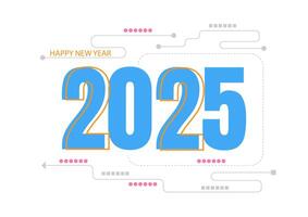 Happy New Year concept with yellow and blue 2025 number on a white background for banner, card and web. vector