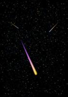 The night starry sky is full of shiny stars with comet on a dark background. Astronaut landscape. vector