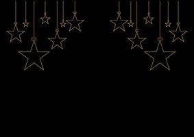 Christmas concept. The golden shiny star hanging on top on a black background. For banner, card, cover book and website. vector