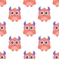 Seamless pattern with monster. Children's background vector