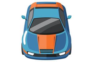 Top view of a blue sports car on a white background vector