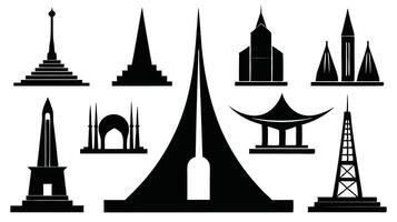 A set of different types of buildings and towers vector