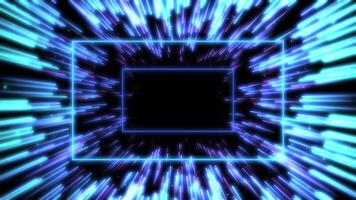 Abstract quadrangle blue background. Glow gradient green particles form lines, surfaces, string structures as virtual space or hologram for HUD screen. video