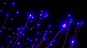 Abstract blue purple particles Simulation. Glowing lines and light particles on dark background. 3d render. video
