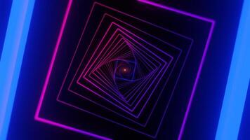 Square shaped rotating blue purple VJ seamless loop tunnel. 3d render. video